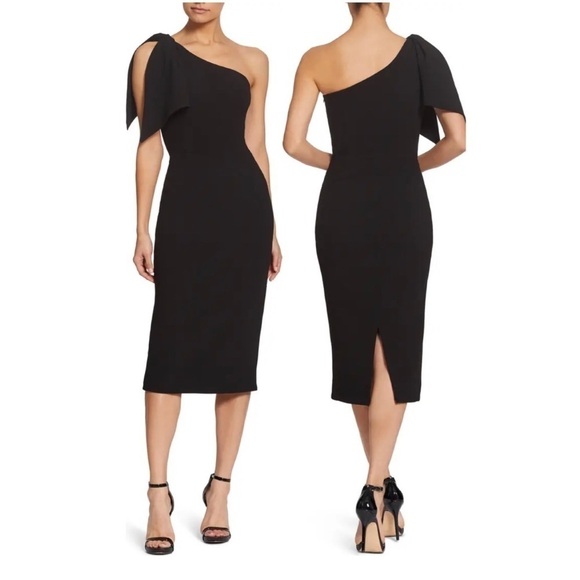 NWT Dress the Population Tiffany One-Shoulder Midi Dress - Picture 1 of 15